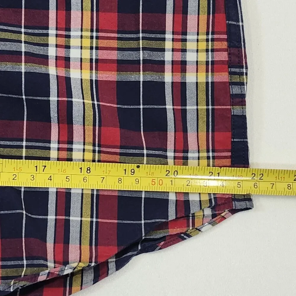 J Crew Mens Large Shirt Button Down Up Classic Flex Washed Plaid Long Sleeve